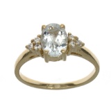 APP: 1.2k Fine Jewelry Designer Sebastian 14 KT Gold, 1.25CT Blue Aquamarine And White Sapphire Ring