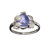 Fine Jewelry Designer Sebastian 3.50CT Pear Cut Cabochon Tanzanite And Sterling Silver Ring