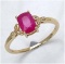 *Fine Jewelry 14K Gold, 1.90CT Ruby Cushion And White Round Diamond Ring (Q-R19200RWD-14KY)