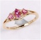 *Fine Jewelry 14K Gold, 2.05CT Pink Tourmaline And White Round Diamond Ring (Q-R19220PTWD-14KY)