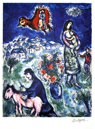 MARC CHAGALL Sur La Route du Village Lithograph, 339 of 500