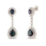 APP: 12.8k *7.07ctw Blue Sapphire and 3.65ctw Diamond 14KT White Gold Earrings (Vault_R7_22930)