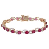 APP: 3.4k *Silver 10.18ctw Ruby and 1.46ctw White Sapphire Bracelet (Vault_R8_41154)