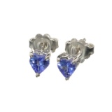 APP: 1k Fine Jewelry 1.20CT Heart Cut Tanzanite And Sterling Silver Earrings