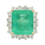 APP: 42k *13.45ct Emerald and 2.73ctw Diamond 14KT White Gold Ring (Vault_R7_9580)