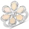 APP: 1.1k 1.26CT Six Pear Cut Opals And White Topaz 925 Sterling Silver Ring