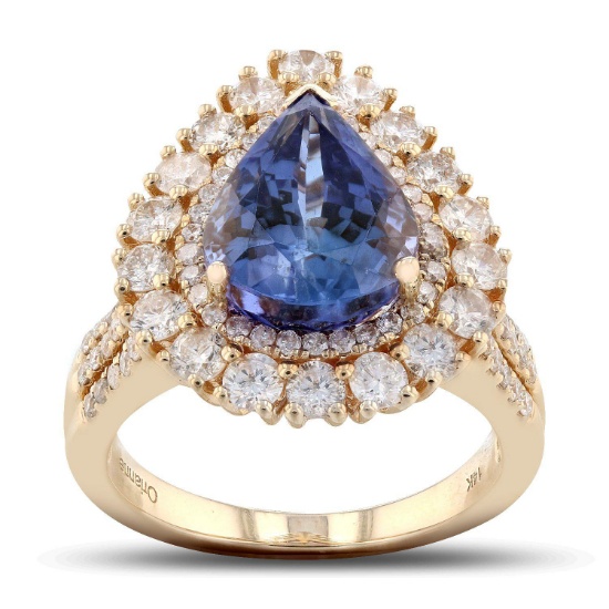 APP: 17.3k *5.52ct Tanzanite and 1.62ctw Diamond 14K Yellow Gold Ring (Vault_R7_21687)