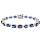 APP: 10.4k *15.94ctw Blue Sapphire and 1.04ctw Diamond 14KT White Gold Bracelet (Vault_R7_11119)
