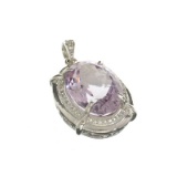 APP: 1.2k Fine Jewelry 12.00CT Oval Cut Amethyst And White Sapphire Sterling Silver Pendant
