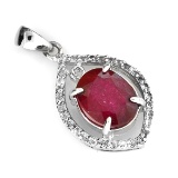 APP: 2.4k 4.80CT Ruby And Topaz Platinum Over Sterling Silver Pendant