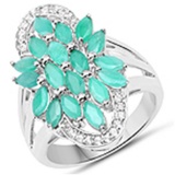 APP: 1.3k 2.50CT Emerald And White Topaz 925 Sterling Silver Ring