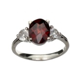 APP: 1.4k Fine Jewelry 2.50CT Almandite And Colorless Topaz Platinum Over Sterling Silver Ring