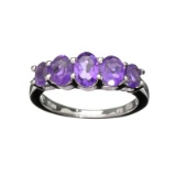 APP: 0.8k Fine Jewelry 1.75CT Oval Cut Purple Amethyst Quartz And Platinum Over Sterling Silver Ring