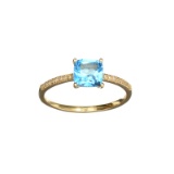 APP: 0.6k Fine Jewelry Designer Sebastian 14 KT Gold, 1.29CT Blue Topaz And Diamond Ring