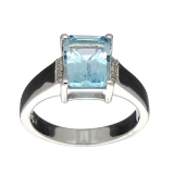 APP: 0.5k Fine Jewelry 3.05CT Blue And White Topaz Sterling Silver Ring