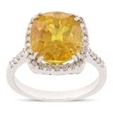 APP: 17.3k *8.25ct Yellow Sapphire and 0.29ctw Diamond 18K White Gold Ring (Vault_R7_21958)