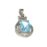 APP: 0.5k 4.60CT Blue Topaz And White Sapphire Sterling Silver Pendant