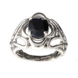APP: 0.7k Fine Jewelry Designer Sebastian, 2.12CT Oval Cut Blue Sapphire And Sterling Silver Ring