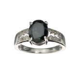 APP: 1.1k Fine Jewelry 2.65CT Blue Sapphire And Colorless Topaz Platinum Over Sterling Silver Ring