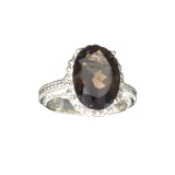 APP: 0.6k Fine Jewelry Designer Sebastian, 5.00CT Oval Cut Smoky Quartz And Sterling Silver Ring