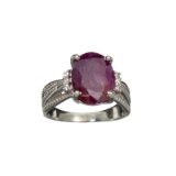 APP: 0.9k Fine Jewelry 3.75CT Red Ruby And Cubic Zirconia Sterling Silver Ring