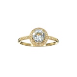 APP: 1.3k Fine Jewelry 14 KT Gold, 0.90CT Round Cut Blue Aquamarine And Diamond Ring