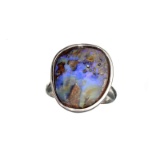 APP: 0.9k Fine Jewelry 10.00CT Free Form Blue Boulder Brown Opal And Sterling Silver Ring