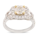 APP: 15k *1.02ct SI1 CLARITY CENTER Diamond 18K White and Yellow Gold Ring (Vault_R7_22131)