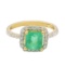 APP: 4.1k *1.54ct Emerald and 0.49ctw Diamond 14KT Yellow Gold Ring (Vault_R7_9678)