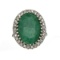 Fine Jewelry Designer Sebastian, Emerald And White Sapphire Sterling Silver Ring