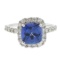 APP: 2.6k *1.70ct Cobalt Coated Tanzanite and 0.38ctw Diamond 14KT White Gold Ring (Vault_R7_5569)