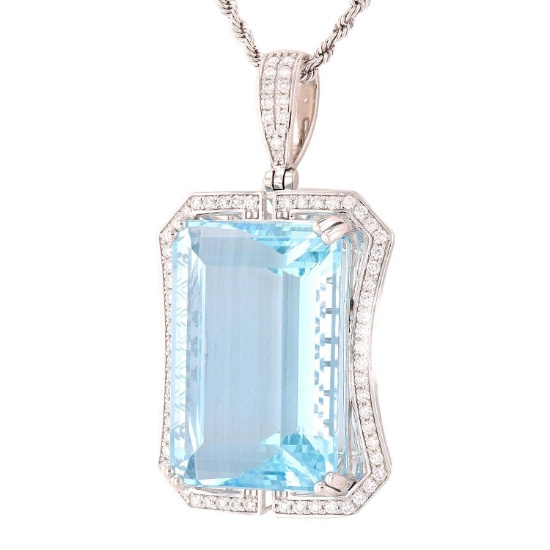 APP: 50k *54.80ct Aquamarine and 0.86ctw Diamond Platinum Pendant/Necklace (GIA CERTIFIED) (Vault_R7