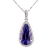 APP: 24.1k *8.90ct Tanzanite and 0.59ctw Diamond Platinum Pendant/Necklace (GIA CERTIFIED) (Vault_R7