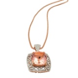 APP: 12.3k *38.49ct Pink Fluorite and 1.63ctw Diamond 14KT Rose Gold Pendant/Necklace (Vault_R7_7456