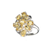 APP: 0.5k Fine Jewelry Designer Sebastian, 3.25CT Oval Cut Citrine And Sterling Silver Cluster Ring