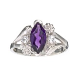 APP: 0.5k Fine Jewelry Designer Sebastian, 1.60CT Amethyst And White Topaz Sterling Silver Ring