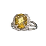 APP: 0.8k Fine Jewerly 2.50CT Oval Cut Citrine And White Sapphire Sterling Silver Ring