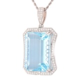 APP: 50k *54.80ct Aquamarine and 0.86ctw Diamond Platinum Pendant/Necklace (GIA CERTIFIED) (Vault_R7