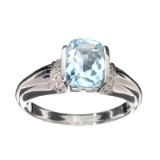 APP: 0.4k Fine Jewelry 2.53CT Blue Topaz And White Sapphire Sterling Silver Ring