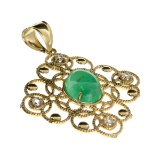 APP: 3.6k 14 kt Gold, 2.59CT Emerald and Topaz Pendant