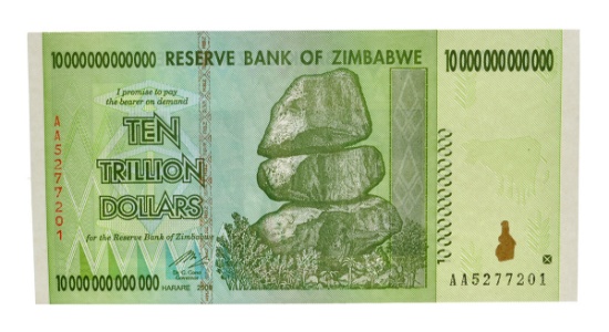 10 Trillion Dollar Zimbabwe Note