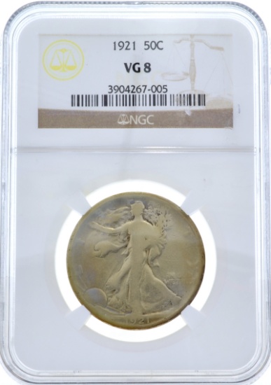1921 Walking Liberty Half NGC VG8 Coin