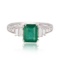 APP: 7.8k *1.56ct Emerald and 0.46ctw Diamond Platinum Ring (Vault_R7_23933)