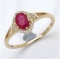 *Fine Jewelry 14K Gold, 1.78CT Ruby Oval And White Round Diamond Ring (Q-R19309RWD-14KY)