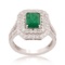 APP: 12.8k *1.32ct Emerald and 1.20ctw Diamond Platinum Ring (Vault_R7_15053)