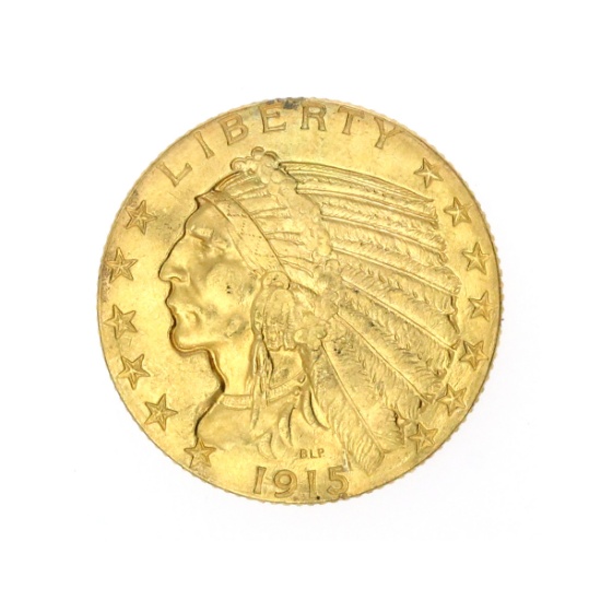 Extremely Rare 1915 $5 U.S. Indian Head Gold Coin