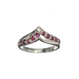 APP: 0.8k Fine Jewelry 0.25CT Round Cut Ruby And Topaz Platinum Over Sterling Silver Ring