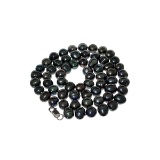 Gorgeous 18'' Black Dyed Pearl Strand with Sterling Silver Clasp Necklace