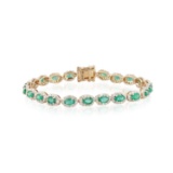 APP: 11.3k *4.18ctw Emerald and 2.86ctw Diamond 14K Yellow Gold Bracelet (Vault_R7_23510)