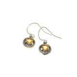 Fine Jewelry Designer Sebastian 0.86CT Round Cut Citrine and Sterling Silver Dangle Earrings